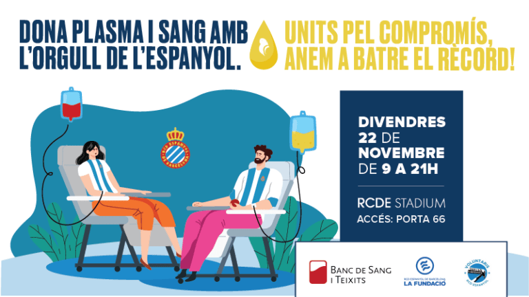 El viernes 22 de noviembre se podrá ir a donar sangre y plasma al RCDE Stadium