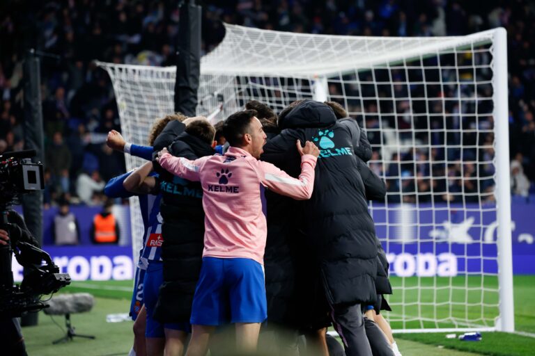 El Espanyol celebra el gol de la victoria ante el Real Madrid de la temporada pasada