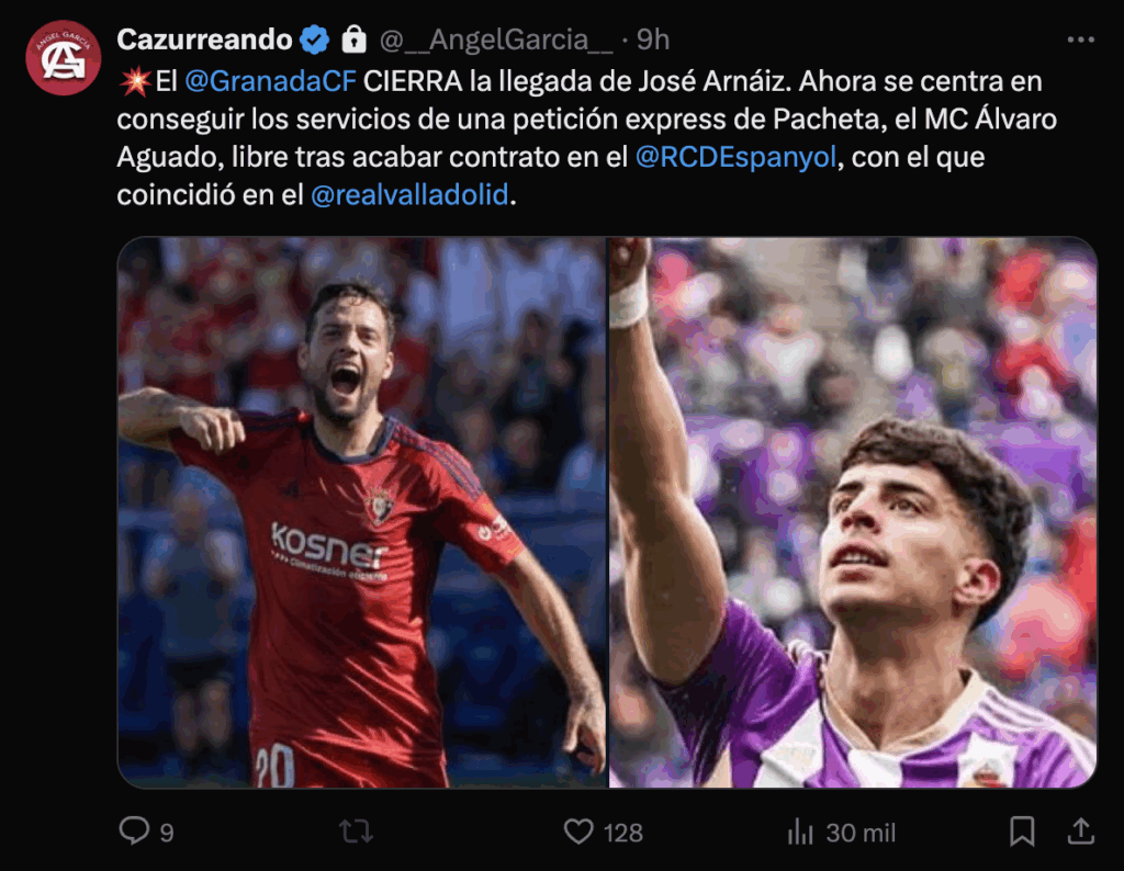 Álvaro Aguado, el objetivo de Pacheta 1 Álvaro Aguado está en el radar del Granada CF