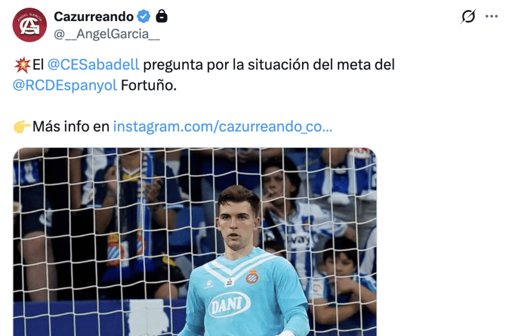 Àngel Fortuño salió de titular en el Espanyol - Real Sociedad