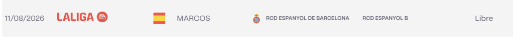 Marcos Fernández, inscrito en LaLiga con el primer equipo del Espanyol