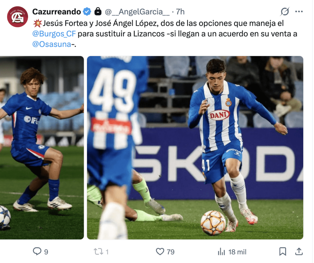 José Ángel, en la agenda del Burgos CF de LaLiga Hypermotion