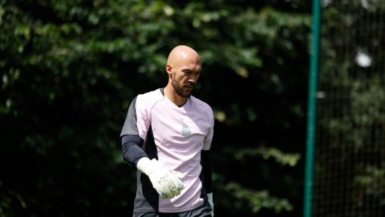 Marko Dmitrović, durante la mini gira inglesa de la pretemporada