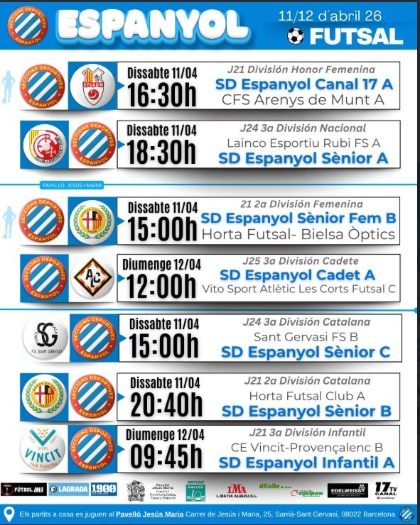 El fútbol sala de SD Espanyol ante una jornada decisiva 1 Fútbol sala SD Espanyol