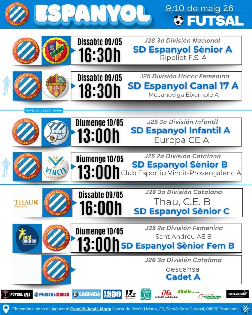 El fútbol sala de SD Espanyol ante una jornada de importantes desafíos 1 fútbol sala sd espanyol