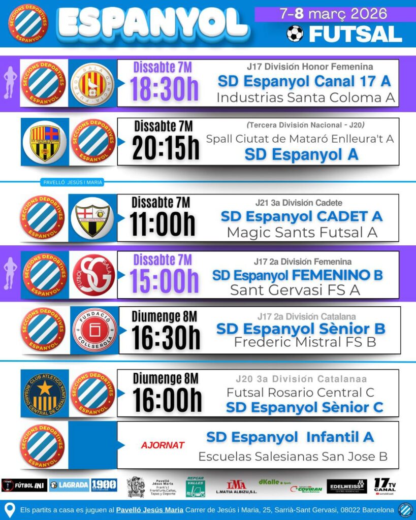 Agenda fútbol sala SD Espanyol