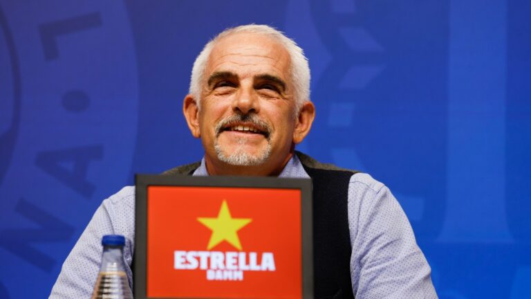 Alan Pace, en la sala de prensa del RCDE Stadium como nuevo presidente del Espanyol