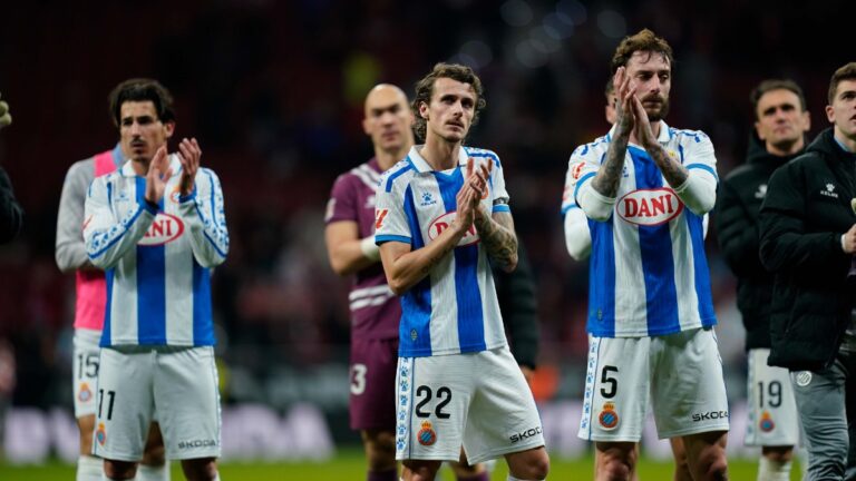 El Espanyol, al finalizar el partido ante el Atlético de Madrid