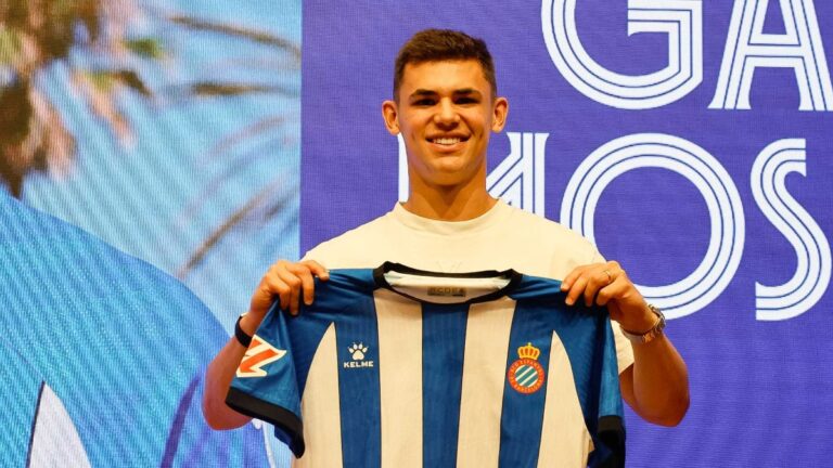 Gabriel Moscardo, en su presentación como jugador del Espanyol