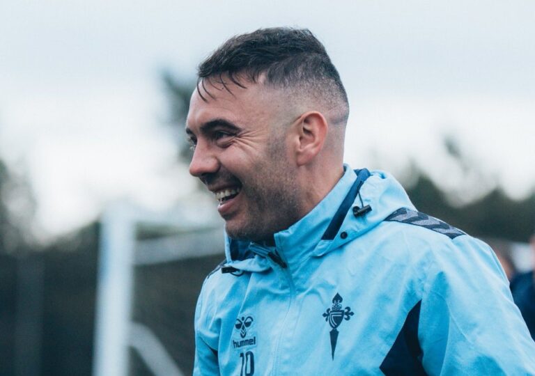 Iago Aspas finaliza una sesión de entrenamiento con el RC Celta de Vigo