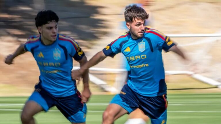 Javi Hernández se ejercita en la Ciudad del Fútbol de Las Rozas con España Sub-21