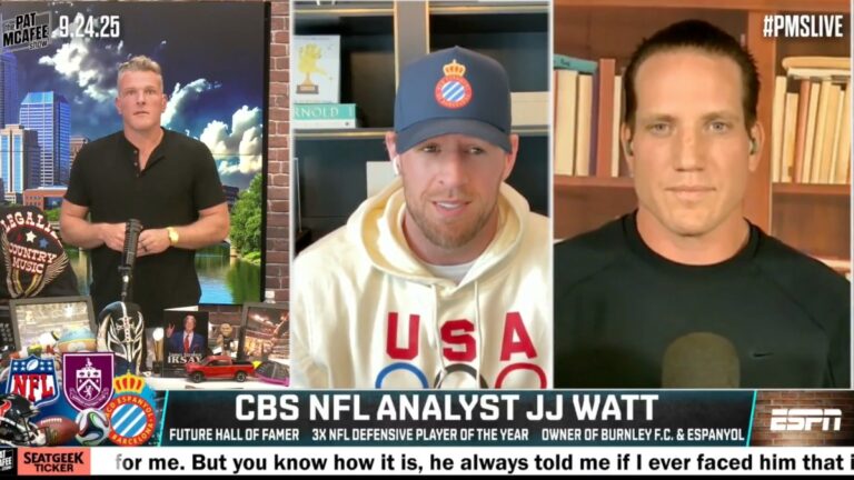 JJ Watt luce una nueva gorra del Espanyol en un show televisivo de Estados Unidos