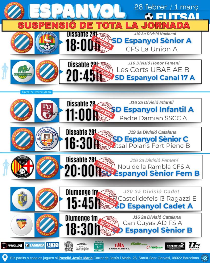 La jornada de fútbol sala de SD Espanyol suspendida por la huelga arbitral 1 fútbol sala SD Espanyol