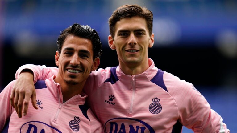 José Gragera y Pere Milla, en el RCDE Stadium