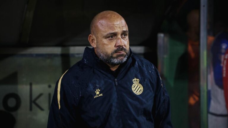 Manolo González, durante el Sestao River - Espanyol