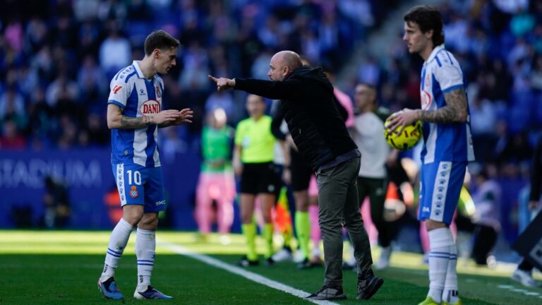 Manolo González, durante el Espanyol - RC Celta de Vigo