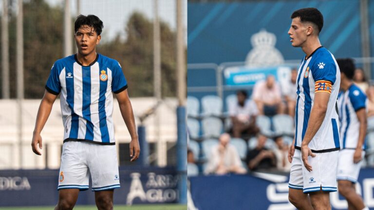 Miguel Londoño y Ferran Gómez, el centro del campo titular del Espanyol B