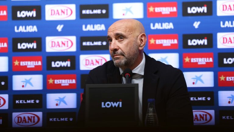 Monchi, en la rueda de prensa de presentación como director general del Espanyol