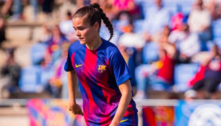Natalia Escot, en un partido con el Barça B