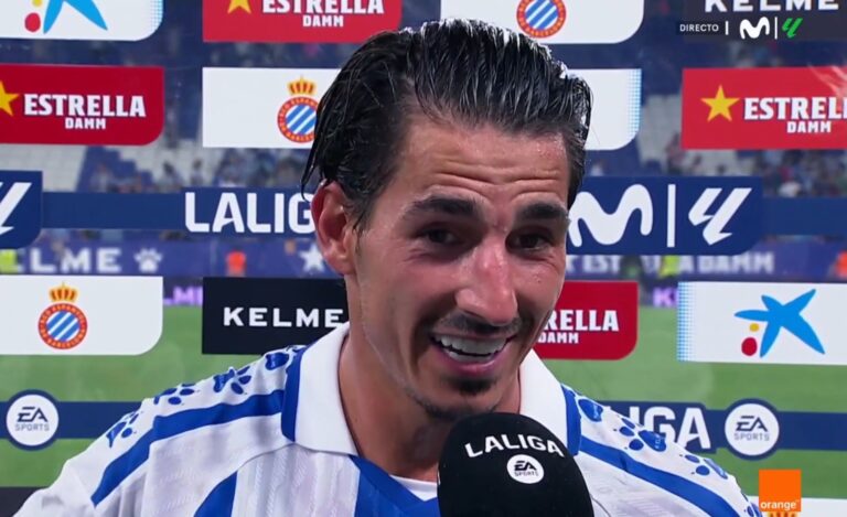 Pere Milla explicando el gol ante el Atlético de Madrid
