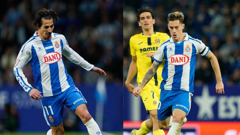 Aviso para Pere Milla y Pol Lozano Pere Milla y Pol Lozano, en un partido en el RCDE Stadium