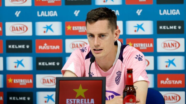 Pol Lozano, en la sala de prensa de la CE Dani Jarque