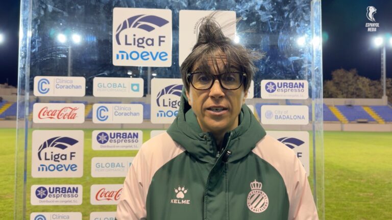 Sara Monforte, en el post partido del FC Badalona Women - Espanyol Femenino
