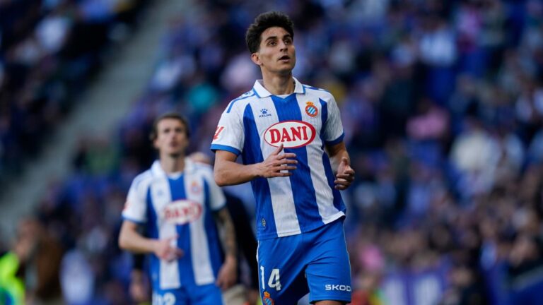 Ramon Terrats, en un partido liguero en el RCDE Stadium
