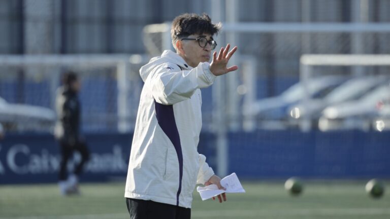 Sara Monforte, en un entrenamiento previo a la visita a Zubieta con el Espanyol Femenino