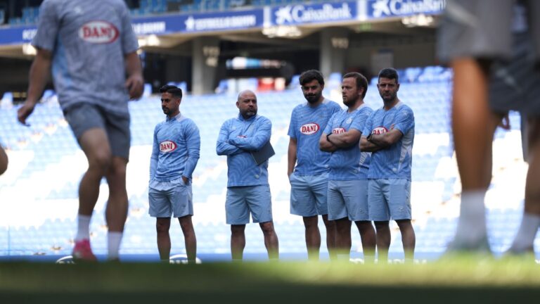 Manolo González, en el entrenamiento previo del Espanyol antes de medirse al Real Madrid