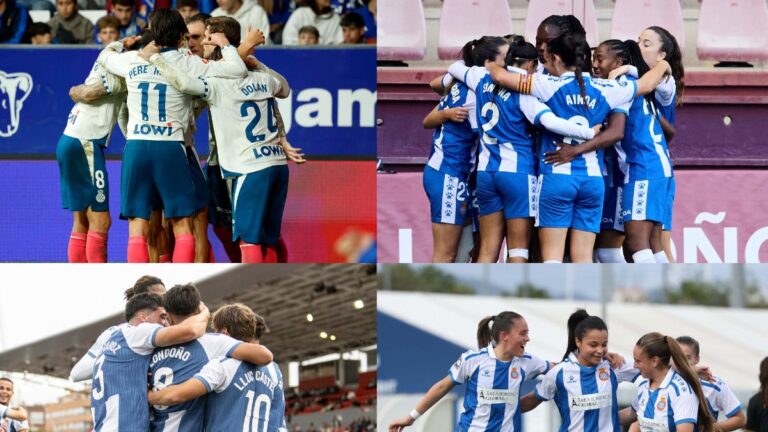 El Espanyol celebra en piña uno de los goles de sus partidos del fin de semana